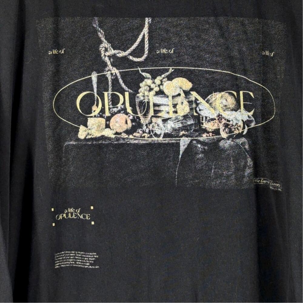 Collusion Opulence Graphic Long Sleeve Shirt Oversized Black Unisex 3XL Street